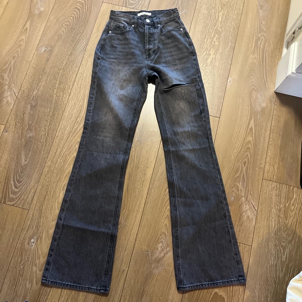 black flare leg jeans from pacsun
